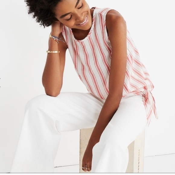 Madewell Side-Tie Tank in Marcia Stripe Size Medium - Picture 2 of 12